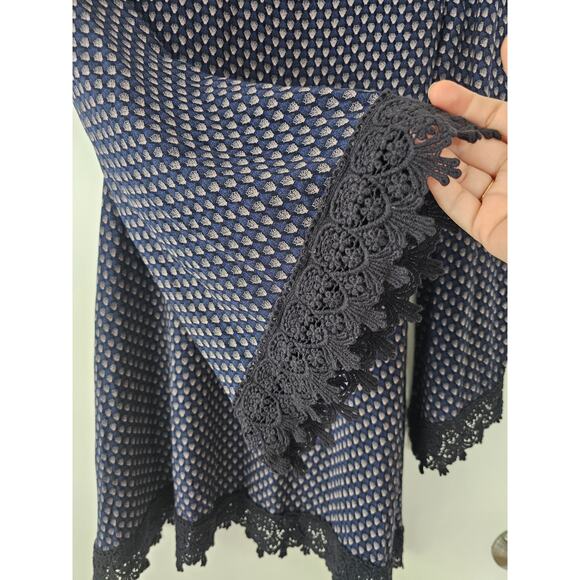 Blue Rain Crocheted Long Sleeve Peasant Dress SzM Rayon Blue - Picture 2 of 12